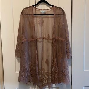 Light pink lace kimono